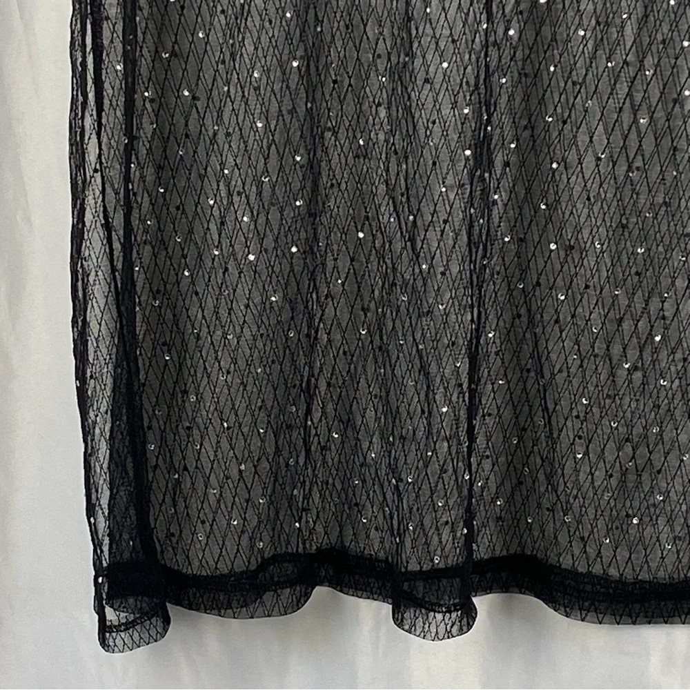 Fashion Nova Black Sheer Short Sleeve Dress with Silver Accents Size Medium - Picture 7 of 16